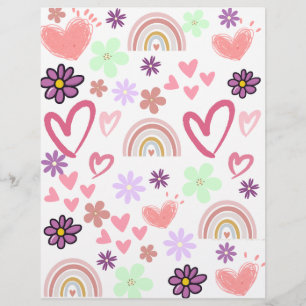 Digital Water Colour Flower Scrap Paper