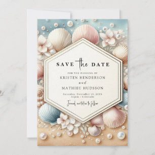 Digital Watercolor Beach Wedding Save The Date