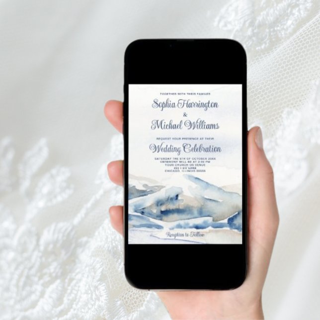 Digital Watercolor Mountain Wedding Invitation  (Creator Uploaded)