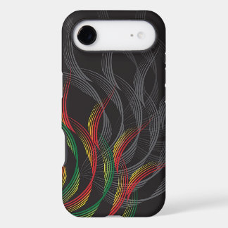 Digital Wavy Lines Red & Green Waves Abstract Art