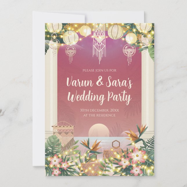 Digital Wedding Cocktail invite Indian Wedding (Front)