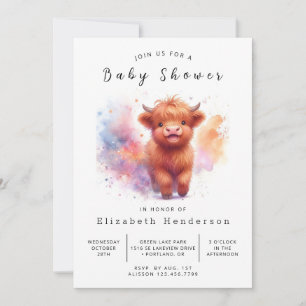 Digital Whimsical Fun Cow Baby Shower Invitation