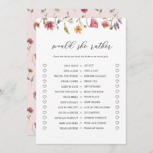 Digital Wildflower Would She Rather Bridal Shower Invitation