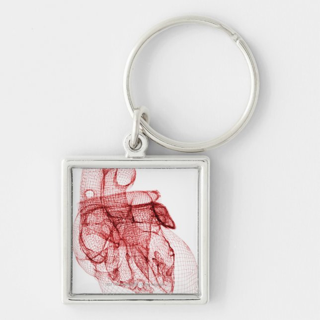 Digital wireframe of the human heart keychain (Front)