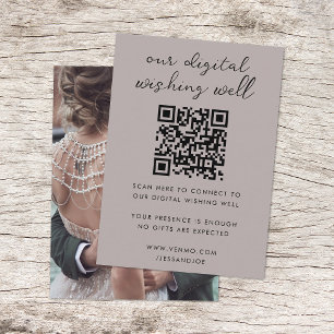 Digital Wishing Well QR Code Wedding Registry Enclosure Card