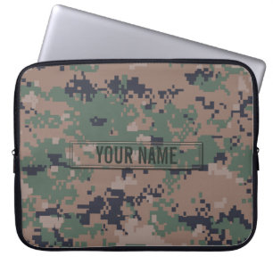 Digital Woodland Camouflage Customizable Laptop Sleeve