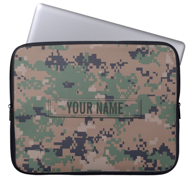 Digital Woodland Camouflage Customizable Laptop Sleeve (Front)