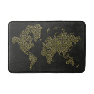 Digital World Map Bath Mat