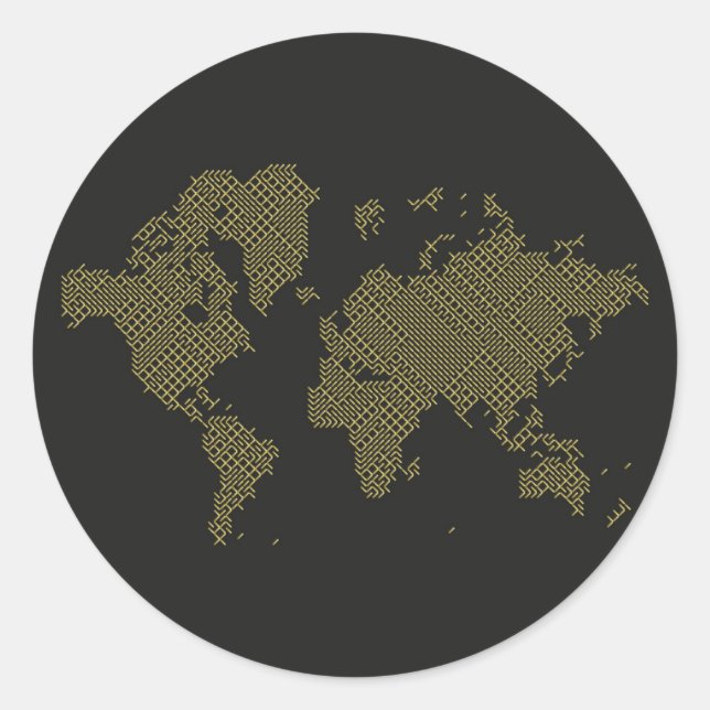 Digital World Map Classic Round Sticker (Front)