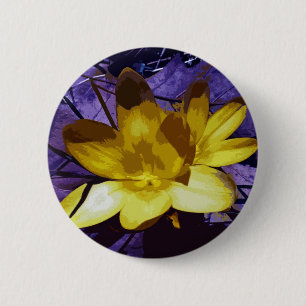 Digital Yellow Crocus 2 Inch Round Button