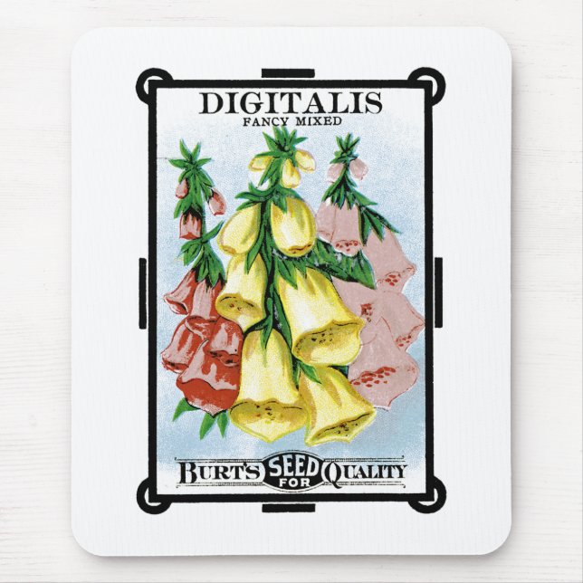 Digitalis Seed Packet Label Mouse Pad (Front)