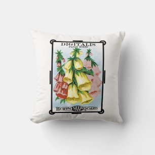 Digitalis Seed Packet Label Throw Pillow