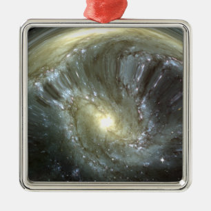 Digitally altered galaxy metal ornament