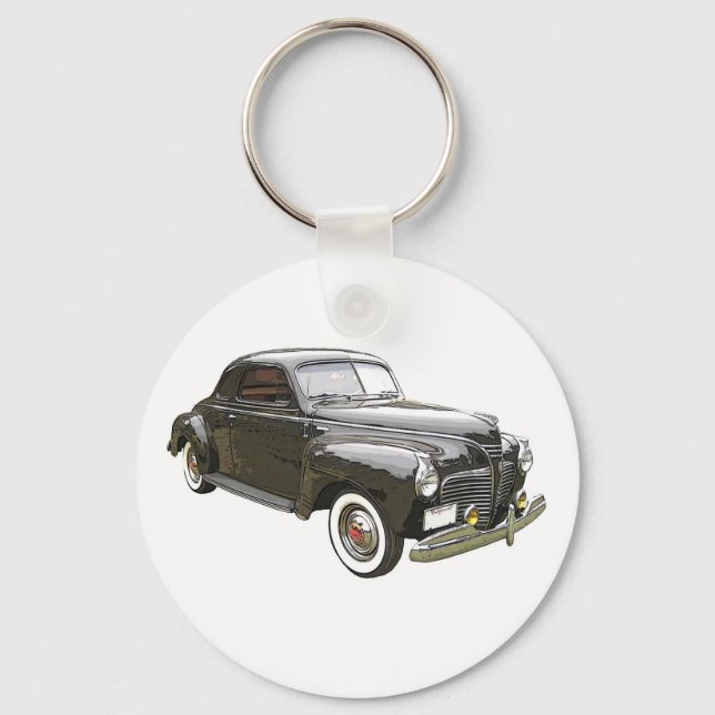 Digitally enhanced image of a black 1941 Plymouth Keychain (Front)
