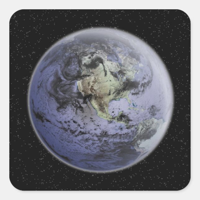 Digitally enhanced image of the Full Earth Square Sticker (Front)