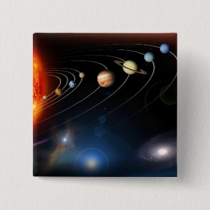 Digitally generated image of our solar system 2 inch square button