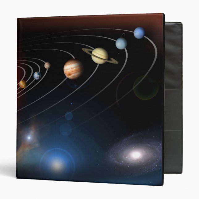 Digitally generated image of our solar system binder (Front/Inside)