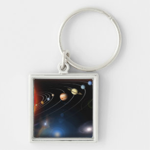 Digitally generated image of our solar system keychain