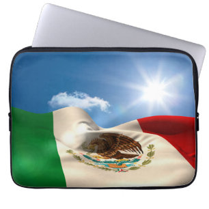 Digitally Generated Mexico Flag Rippling Laptop Sleeve