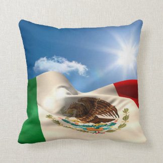 Digitally Generated Mexico Flag Rippling Throw Pillow