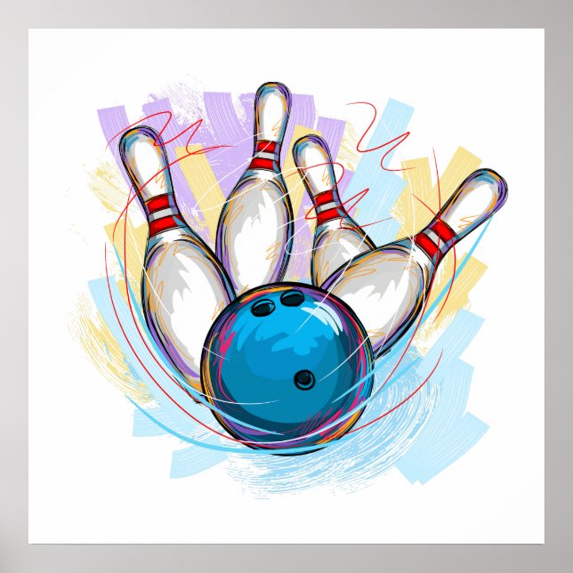 Digitally painted Bowling Design Poster (Front)