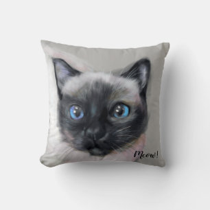 Digitally painted cat. Meow! Throw Pillow