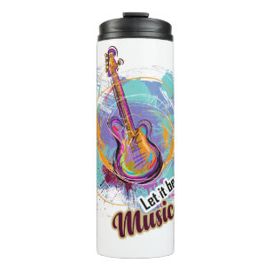 Digitally painted Guitar Design Thermal Tumbler
