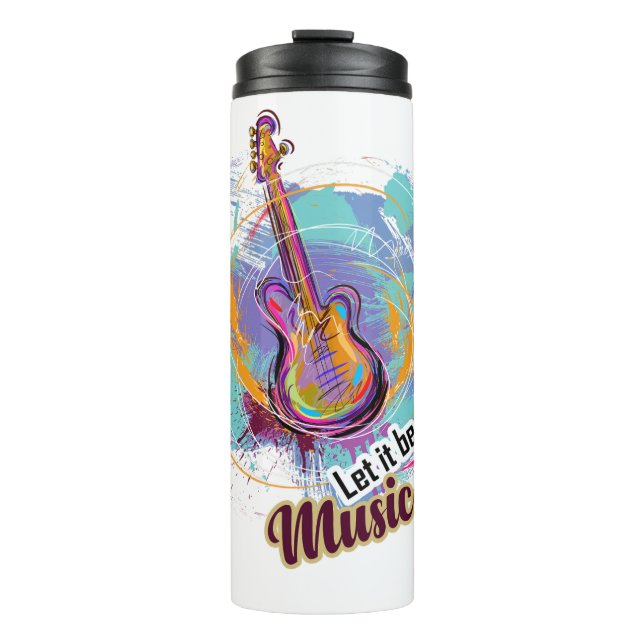 Digitally painted Guitar Design Thermal Tumbler (Front)