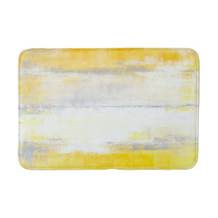 'Digits' Grey and Yellow Abstract Art Bath Mat