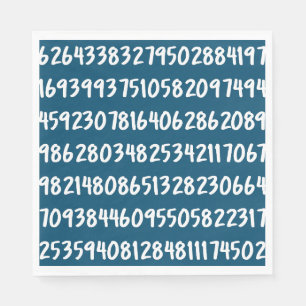 Digits of Pi 3.14 Math Numbers Design in Blue Napkin