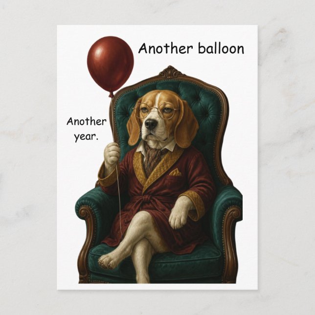 Dignified Beagle Birthday Balloon Postcard (Front)