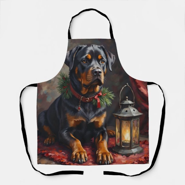Dignified Rottweiler Dog Christmas Lantern Apron (Front)
