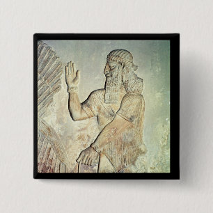 Dignitary, relief, Assyrian 2 Inch Square Button