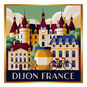 Dijon France Historic Travel Poster