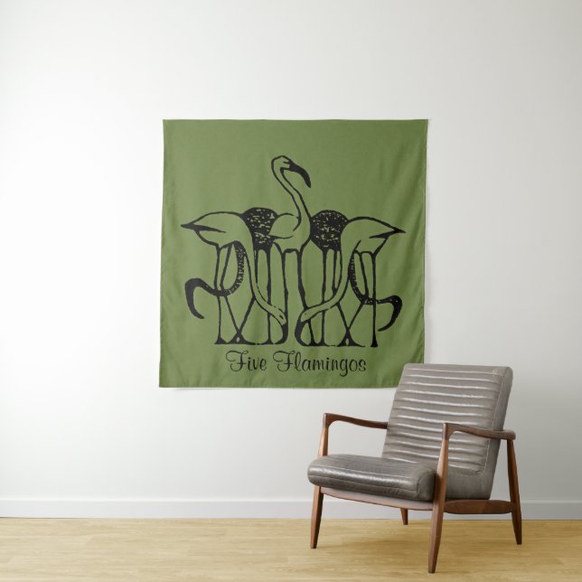 Dijsselhof - Five Flamingos, fine art, Tapestry (In Situ)