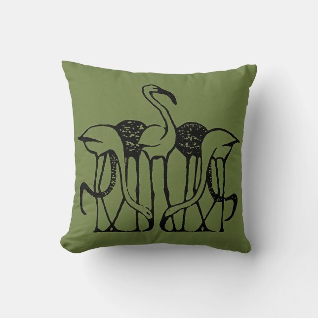 Dijsselhof - Five Flamingos, fine art, Throw Pillow (Front)