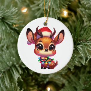 Dik-Dik Merry Christmas Winter Animals Cute DikDik Ceramic Ornament