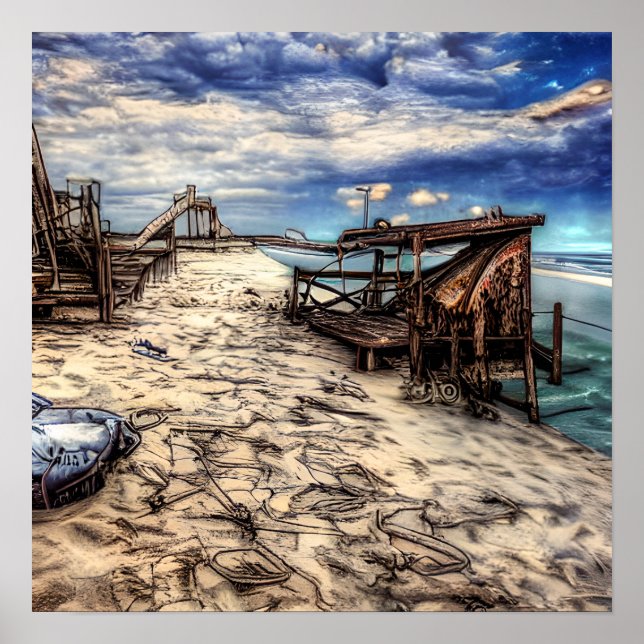 Dilapidated Abandoned Beach Post Apocalyptic  Poster (Front)
