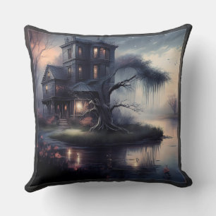 dilapidated Home On The Bayou Throw Pillow