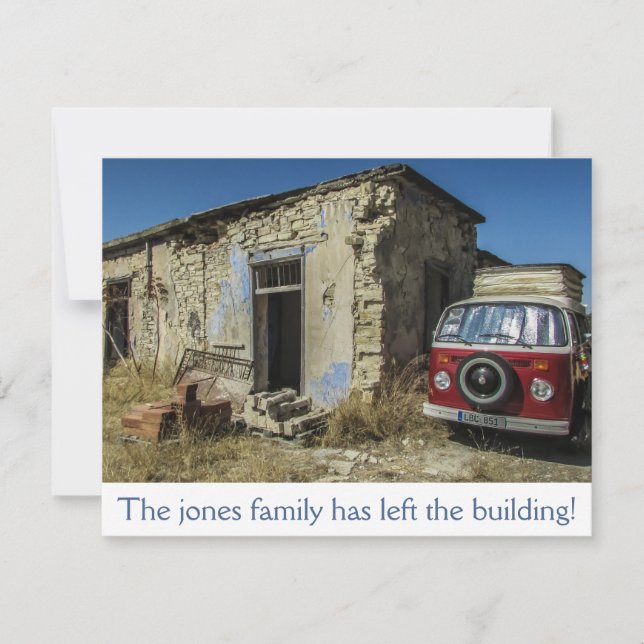 Dilapidated House And Van Moving Announcement (Front)