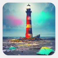 Dilapidated Lighthouse in Colourful Wreckage