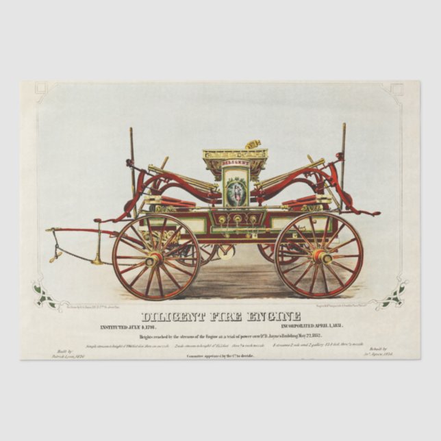 Diligent Fire Engine, 1852, Restored, Decoupage Tissue Paper (Front)