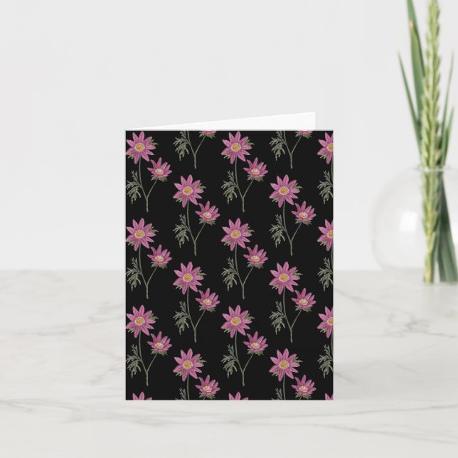 Dill Daisy Greetings Card Black Pattern (Front)
