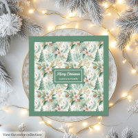 Dill Green Napkins Luxury Holiday Floral Christmas