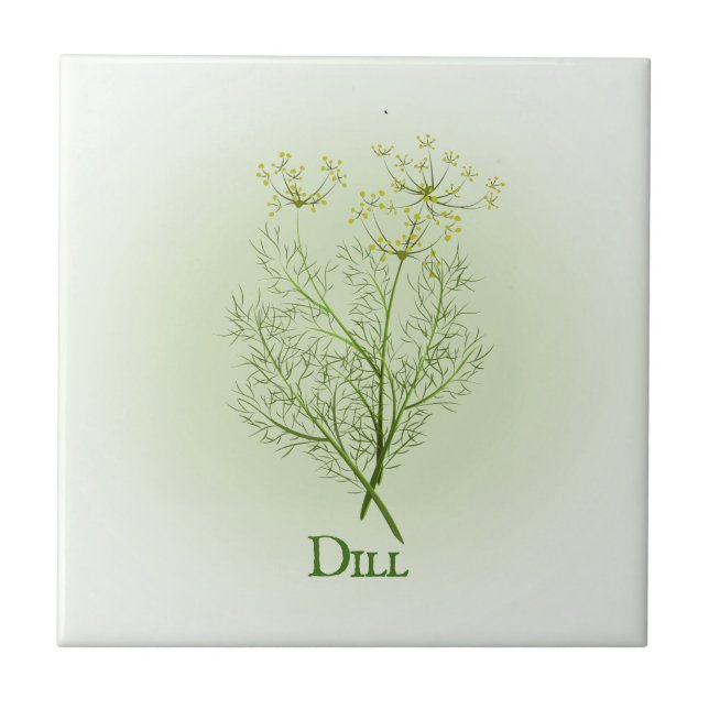 Dill Herbal Design Ceramic Tile (Front)