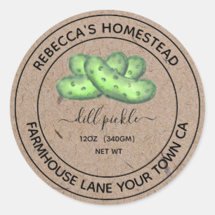 Dill Pickle Kraft Paper Canning Jar Labels