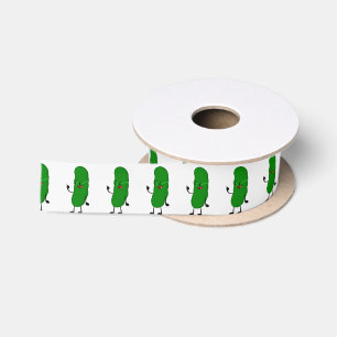 Dill Pickle Person On White Satin Ribbon