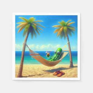 Dill Pickle With Cocktail In a Hammock Napkin