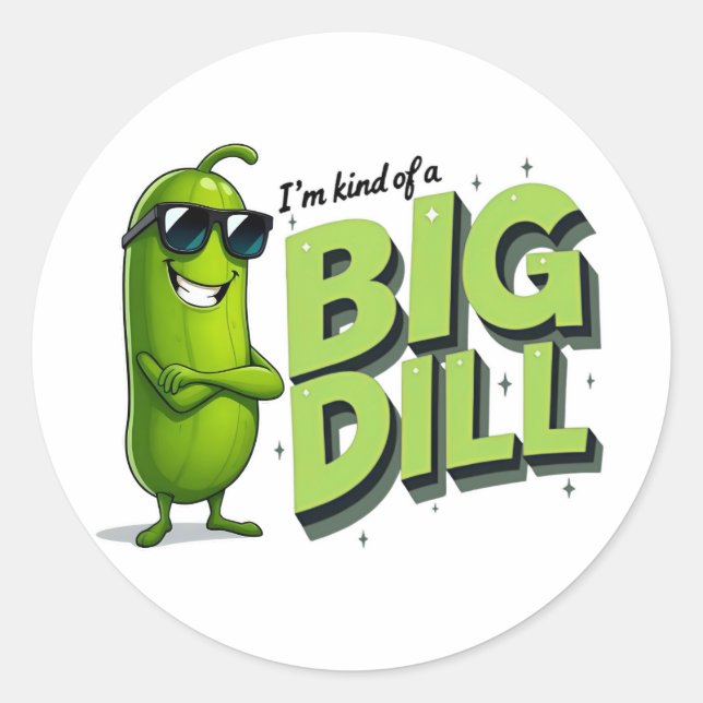 Dill Pickles Lovers Gift - Funny Cartoon Designs Classic Round Sticker (Front)