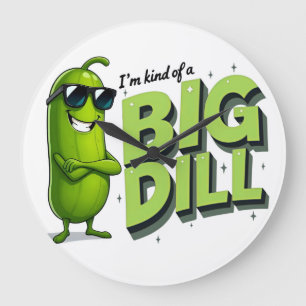 Dill Pickles Lovers Gift - Funny Cartoon Designs Large Clock